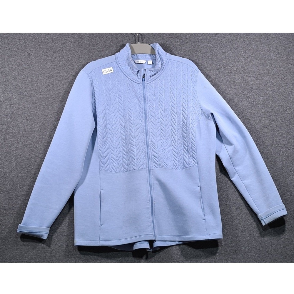 Lady Hagen Womens Light Blue Mixed Media Quilted Full Zip Jacket Size XL
